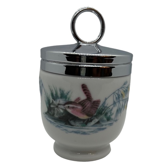 Vintage Royal Worcester Porcelain Egg Coddler with Bird Scene - Picture 9 of 10